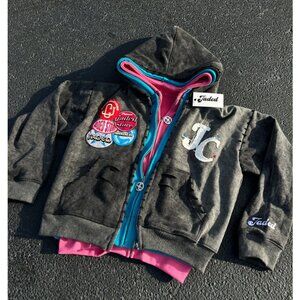 JADED 3 LAYER JADED HOODIE IN BLACK / BLUE / PINK SIZE M NWT $150